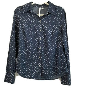 LAUREN CONRAD DENIM BUTTON DOWN HEARTS TOP